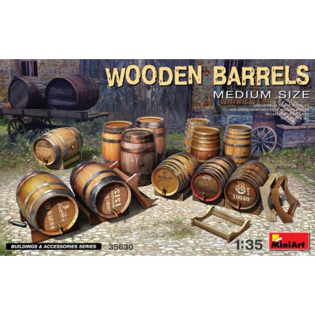 Wooden barrels.