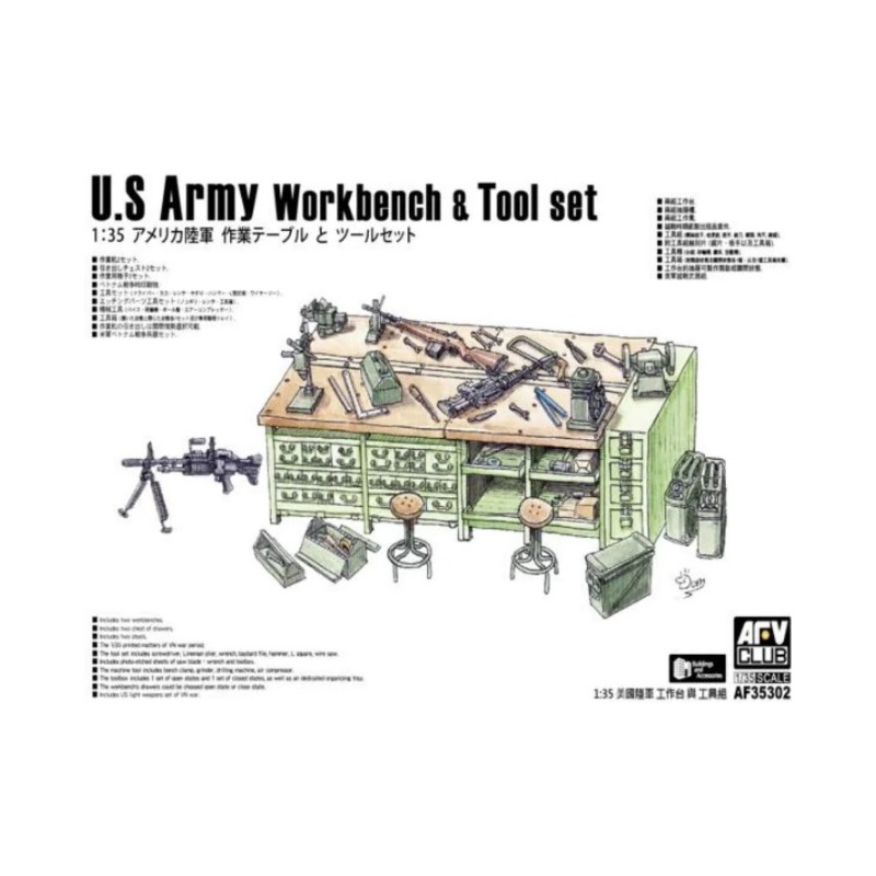 Banco de trabajo y herramientas.