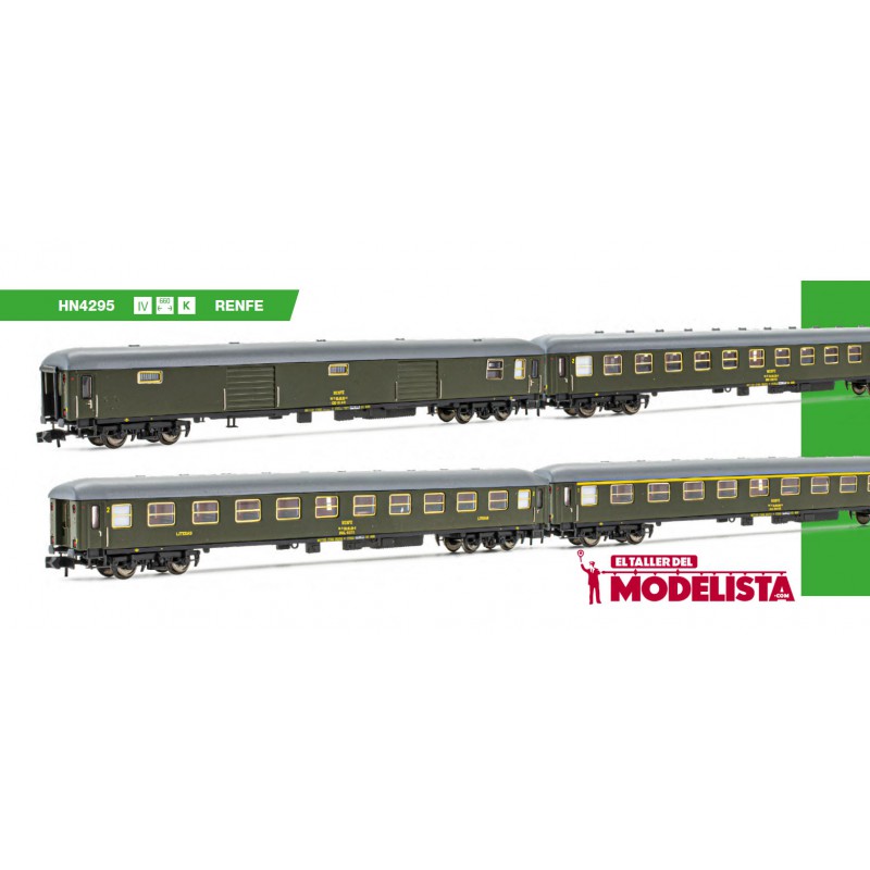 Set of 8000 coaches and luggage van, RENFE. Set of 8000 coaches and luggage van, RENFE.