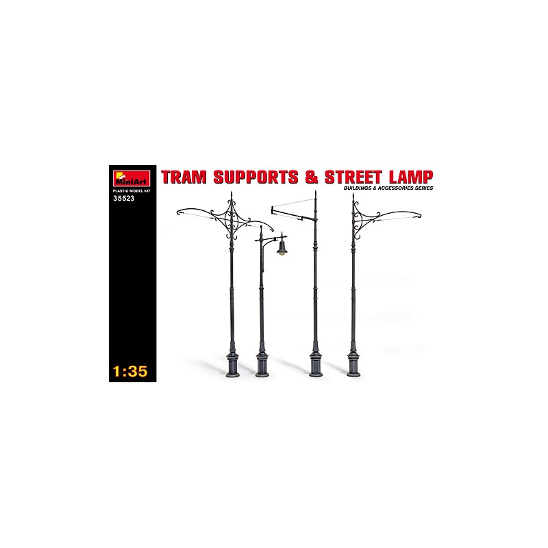 Soporte de tranvía y farolas. MINIART 35523