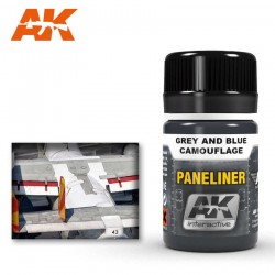 Paneliner para camuflagem cinza e azul.