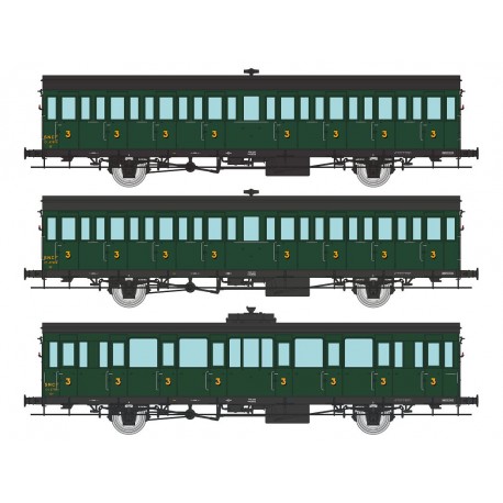 Set of 3 SUD-OUEST coaches, SNCF.