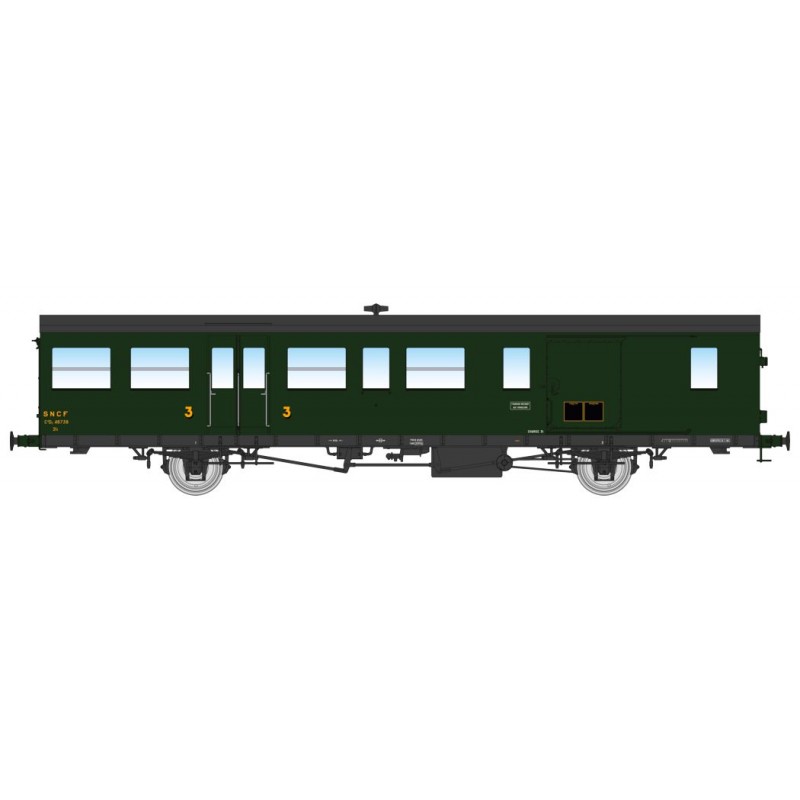 Coche furgón de 3a clase de 15m, SNCF. Coche furgón de 3a clase de 15m, SNCF.