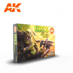 Set aus Ork-Farben und grünen Modellen.
