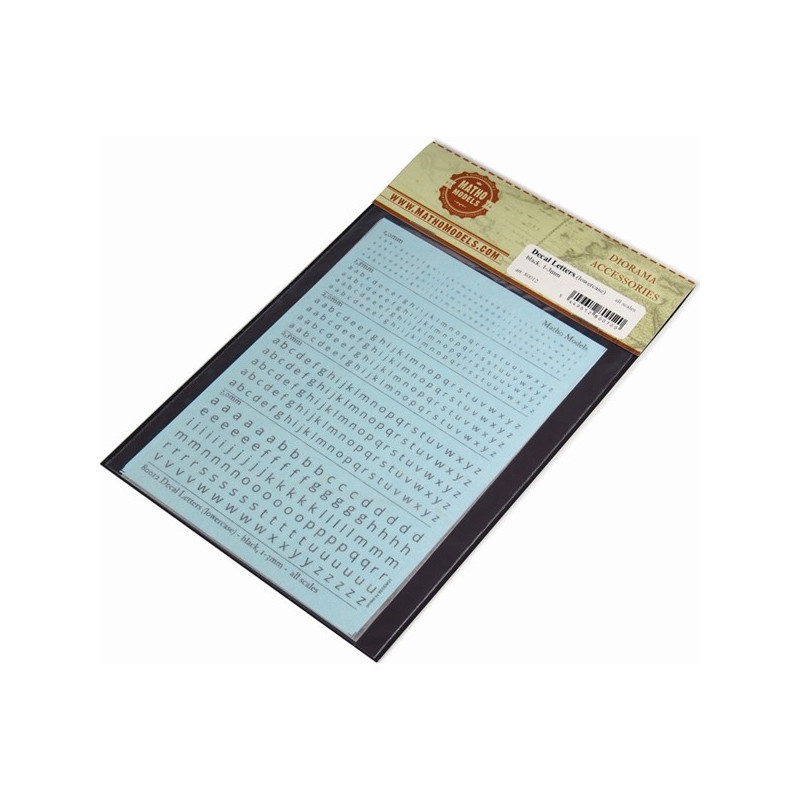 Calcas: Letras negras (4 a 5 mm).