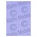 Calcas: Letras negras (1 a 3 mm).