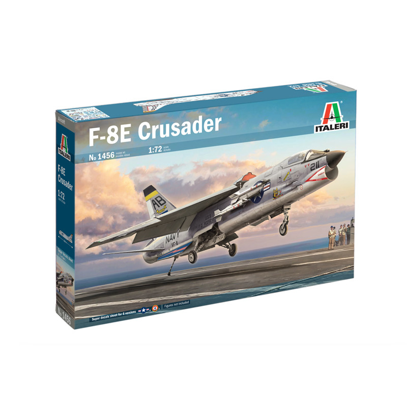 Italeri 1/72 F-8E Crusader – Maquette Avion à Monter, Décalcomanies 6 Versions USA/France