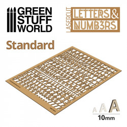Lettere e numeri standard, 10 mm.