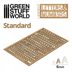 Lettere e numeri standard, 6 mm.