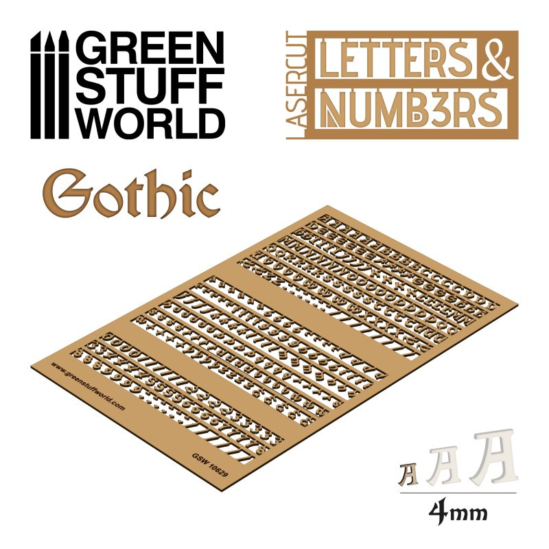 Letters and Numbers 4 mm, gothic. Letters and Numbers 4 mm, gothic.