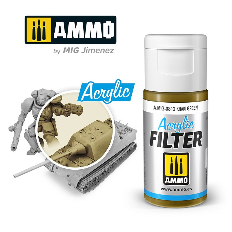Filtro acrílico: verde caqui. 15 ml. Filtro acrílico: verde caqui. 15 ml.