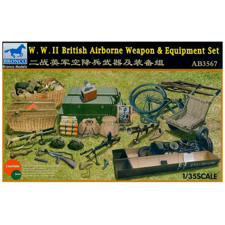 WWII British airbone weapon and equipment set.