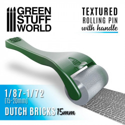 Rolling pin with handle, dutch bricks 15mm.
