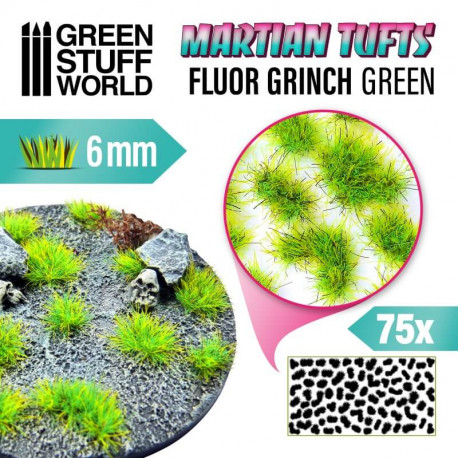 Martian fluor tufts, fluor grinch green (6 mm).