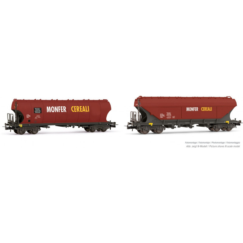 Hopper wagons Uagpps “Monfer Cereali”. Hopper wagons Uagpps “Monfer Cereali”.