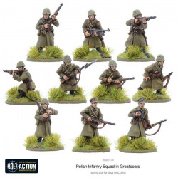 Squadra di fanteria polacca in cappotti. Bolt Action.