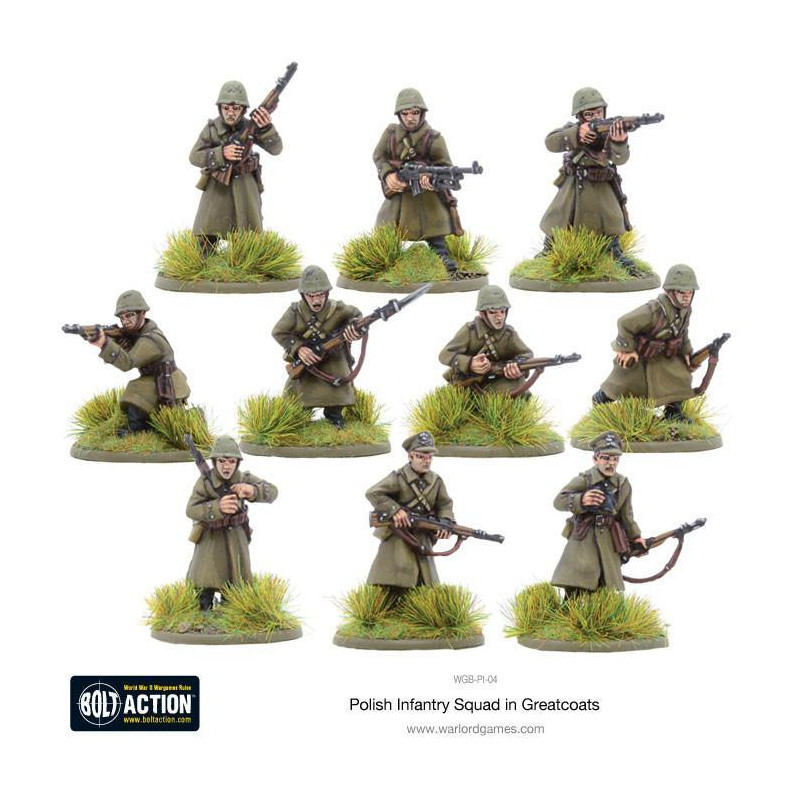Escuadrón de infantería polaco en abrigos. Bolt Action.