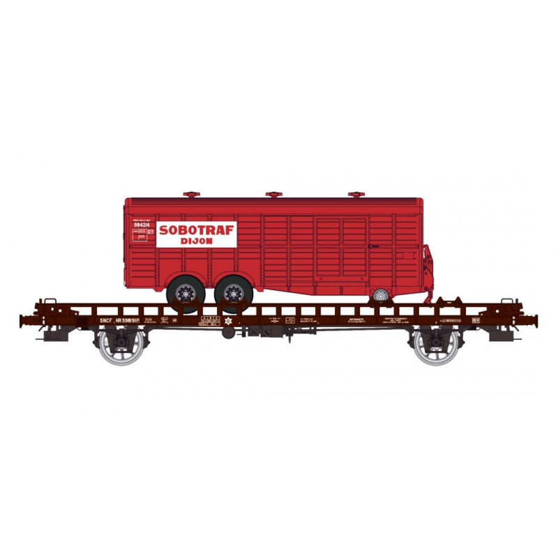 Plataforma UFR porta-remolque Sobotraf, SNCF. Plataforma UFR porta-remolque Sobotraf, SNCF.