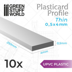 Tiras plasticard fino 0.5 x 4 mm.