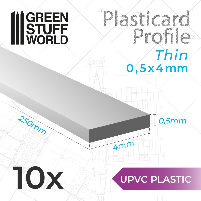 10 uPVC Plasticard thin 0.5x4mm. 10 uPVC Plasticard thin 0.5x4mm.