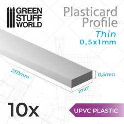 Tiras plasticard fino 0.5 x 1 mm.