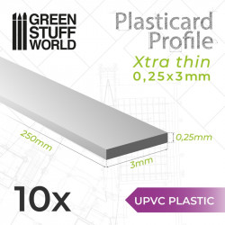 Strisce di plasticard ultrasottili 0,25 x 3 mm.