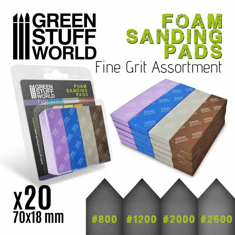 Foam sanding pads. Fine grit assortment (x20).