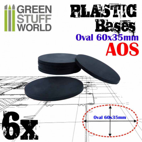 Peanas de plástico, ovaladas 60x35 mm (x6).