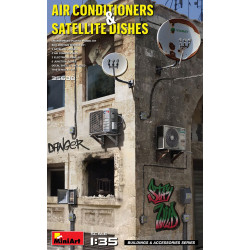 Air conditioners and satellite dishes.