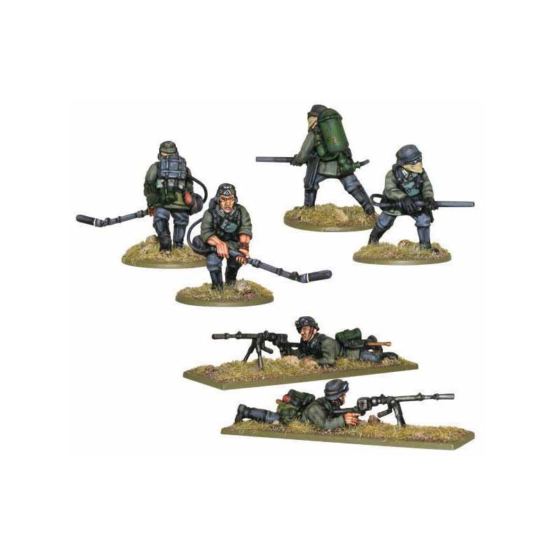 Warlord Games Heer German Support Group – Miniaturas De Metal 28 Mm Para Bolt Action, Incluye Oficiales, Ametralladora Y Mortero
