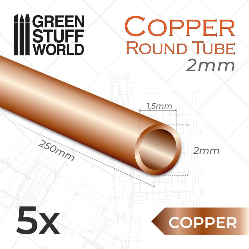 Tubos de cobre 2 mm (x5). Tubos de cobre 2 mm (x5).