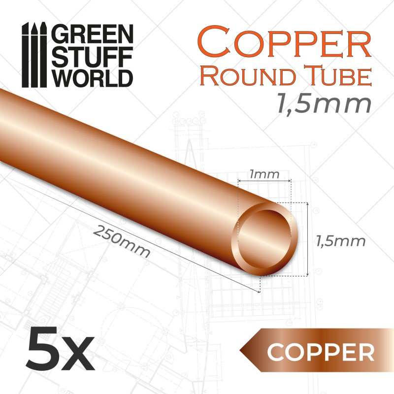 Round copper tube 1.5 mm (x5). Round copper tube 1.5 mm (x5).