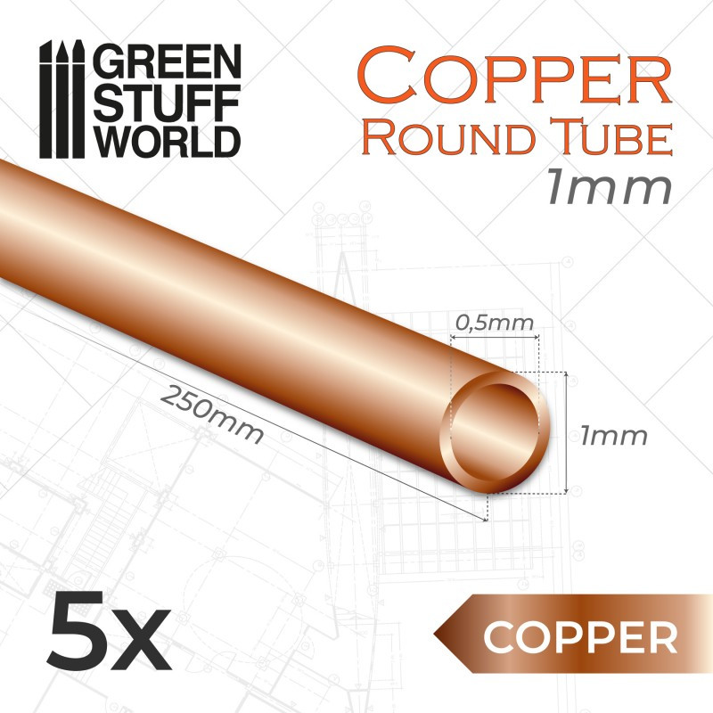 Round copper tube 1 mm (x5). Round copper tube 1 mm (x5).