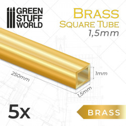 Tubi quadrati in ottone da 1,5 mm (x5).