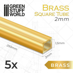 Tubi quadrati in ottone 2 mm (x5).