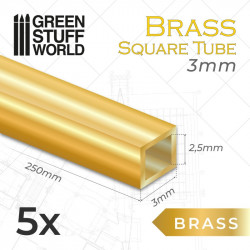 Vierkantrohre aus Messing 3 mm (x5).