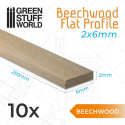 Flache Buchenholzleiste 6x250mm (x10).