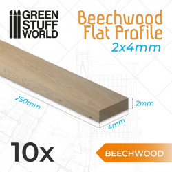 Listello piatto in legno di faggio 4x250mm (x10).