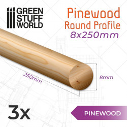Varilla redonda madera pino 8x250mm (x3).