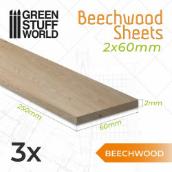 Beechwood sheet 2x60x250 mm (x3).