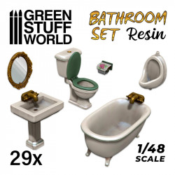 Bad- und WC-Set aus Harz.