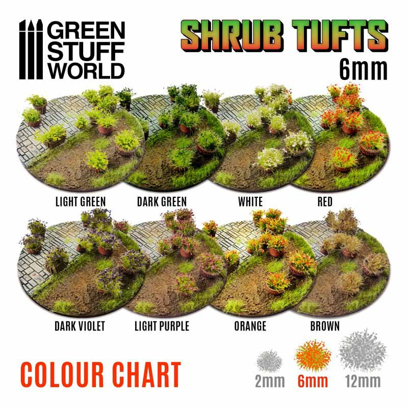 Shrub tufts, orange. 6 mm. Shrub tufts, orange. 6 mm.