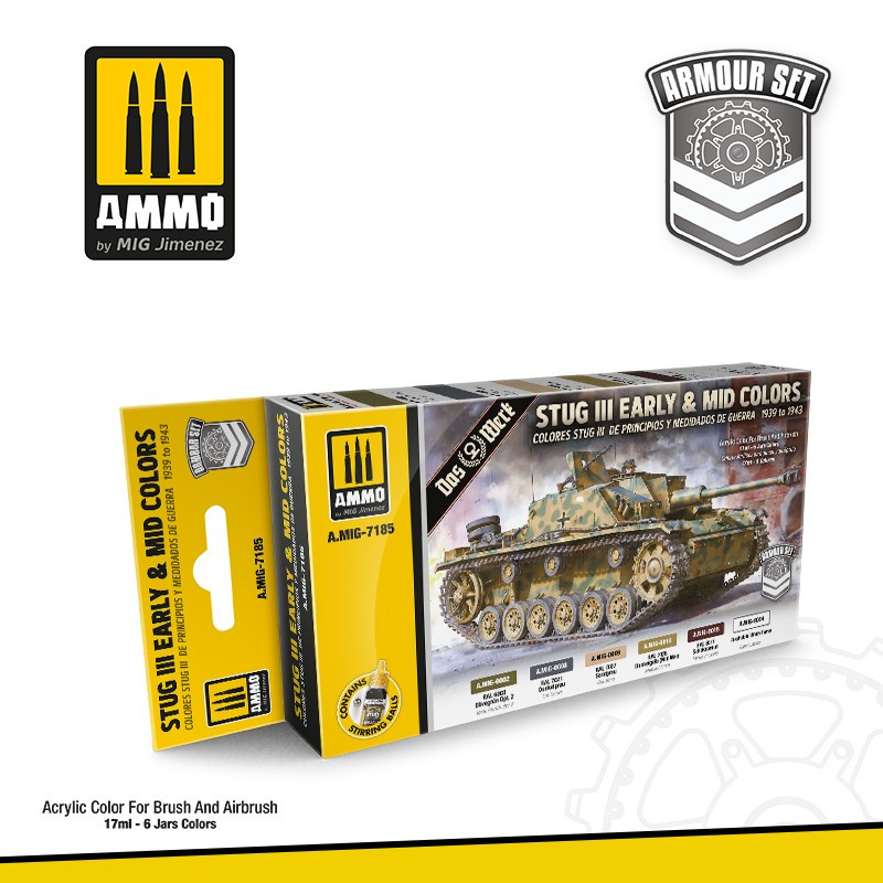Set de colores para Stug III, versión temprana y media. Set de colores para Stug III, versión temprana y media.