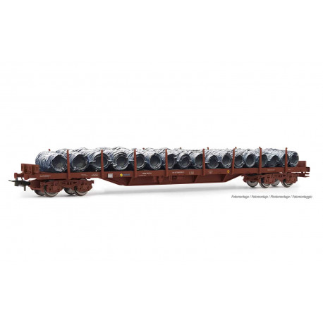 Vagón plataforma con alambrón, RENFE.