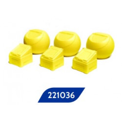 Recipientes e pás de sal, amarelo.