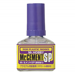 Plastic glue MR Cement SP B, quick drying.