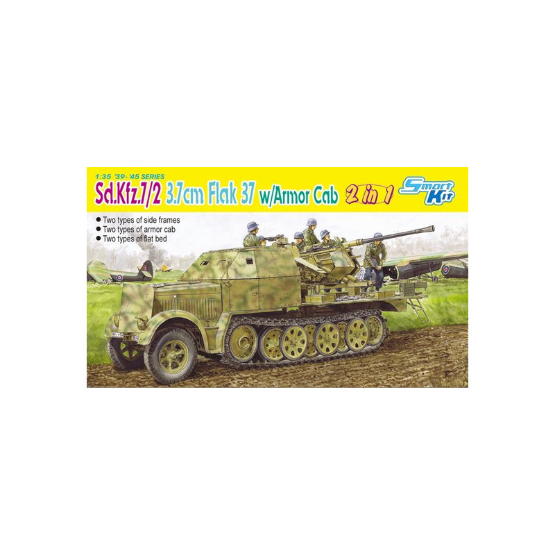Sd.Kfz.7/2 Flak 37 de 3,7 cm con cabina blindada (2 en 1).