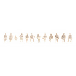 Personas sentadas, blanco. Línea arquitectura.