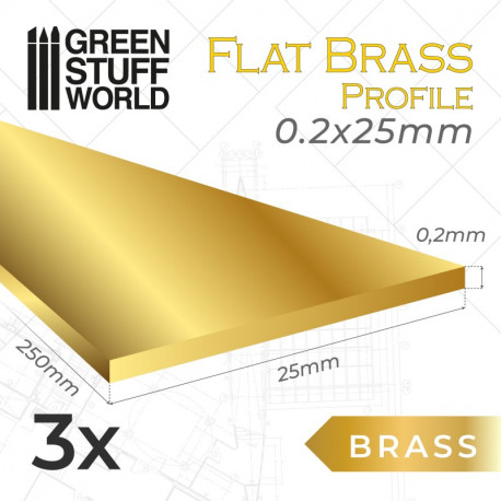 Flat brass profile 0,2 x 25 mm.