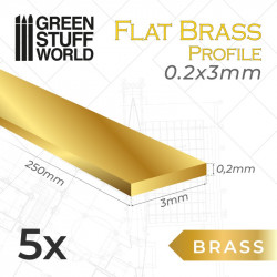 Flat brass profile 0,2 x 3 mm.